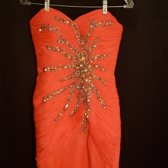 Neon orange prom/evening dress - Picture 2 of 5